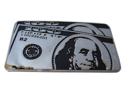 Chrome $100 Bills Belt Buckle