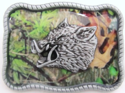 wild pig camouflage belt buckle