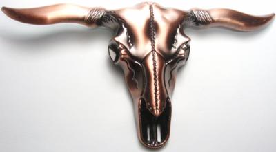 western beltbuckle bull head cutout copper belt buckle