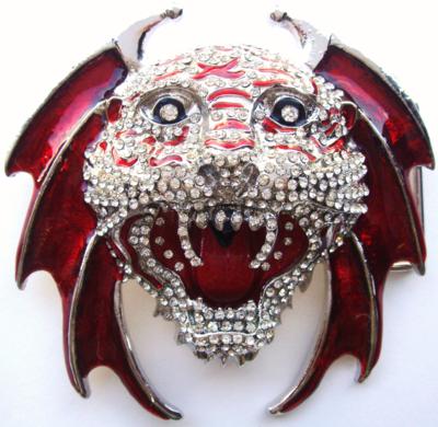 tiger with burgandy wings belt buckle