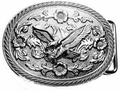 silver eagle on oval belt buckle western beltbuckle style