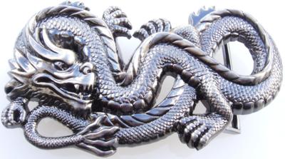 dragon cutout silver belt buckle