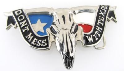 western beltbuckle steer head with texas flag beltbuckle