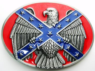 confederate flag small oval with eagle  belt buckle