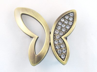butterfly brass cut out with stones belt buckle