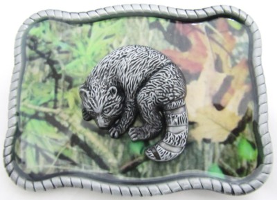racoon camouflage belt buckle