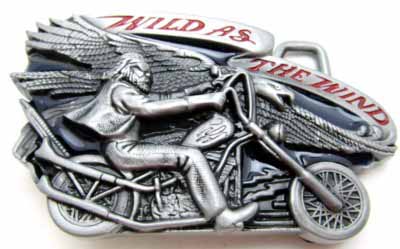 wild as the wind rider on bick small oval belt buckle