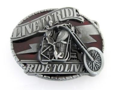 live to ride  ride to live biker skeleton belt buckle wholesale belt buckle