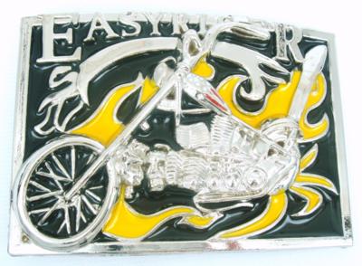 motorcycle on square med yellow and black belt buckle