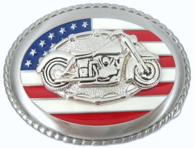 motorcycle with us flag belt buckle