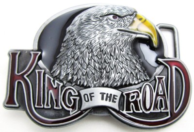 eagle head with king of the road at bottom belt buckle