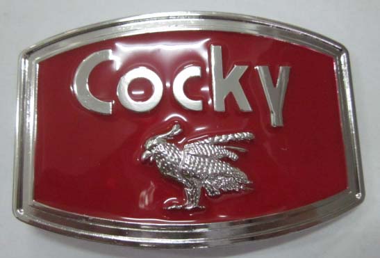 red chrome cocky belt buckle