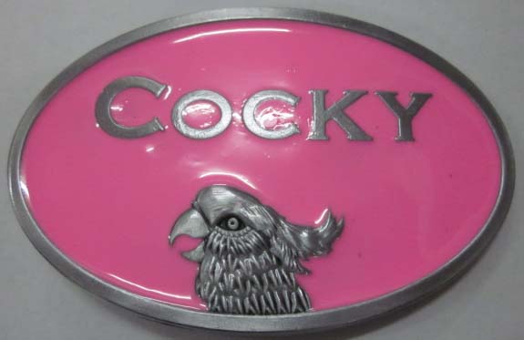 oval cocky belt buckle in pink color