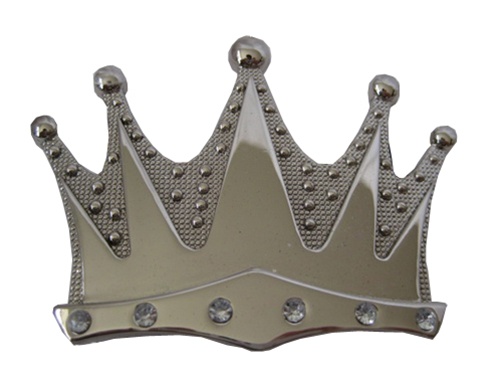 Chrome Crown with Rhinestones Belt Buckle