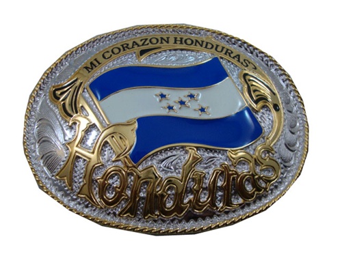 Western Style Honduras Flag Belt Buckle
