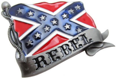 rebel flag on pole belt buckle