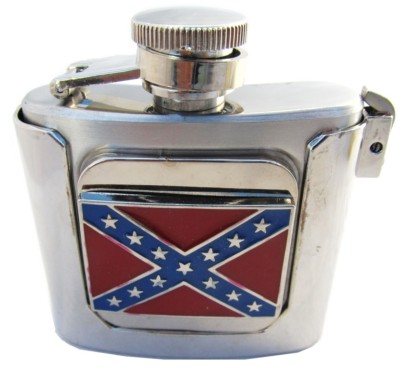 flask stainless steel with rebel flag  belt buckle