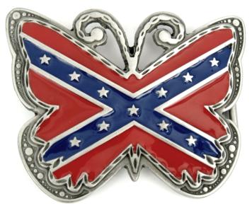 rebel flag on butterfly cutout belt buckle