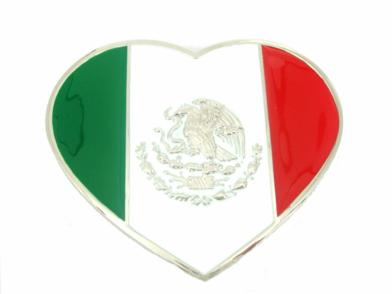 mexico heart shaped flag belt buckle