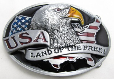 eagle head with usa land of the free! belt buckle