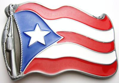 puerto rico waving flag belt buckle