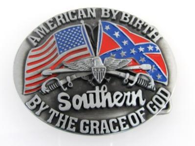 american by birth southern by the grace of god with usa and confederate flag belt buckle