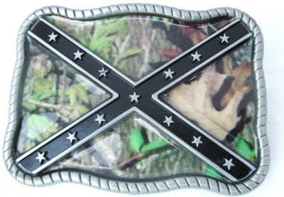 confederate flag camouflage belt buckle