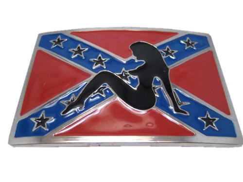 Confederate Flag with Trucker Girl Belt Buckle