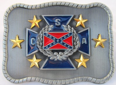 confederate state of america csa with rope edge square frame rebel belt buckle