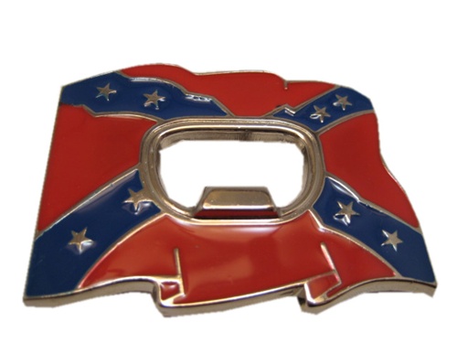 Confederate Flag Belt Buckle with Bottle Opener