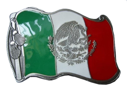 Mexican Flag Belt Buckle