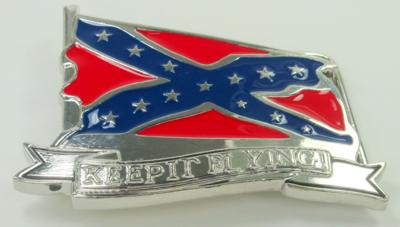 keep it flying rebel flag silver belt buckle
