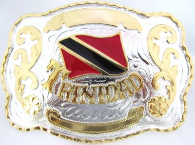 western trinidad and tobago flag two tone belt buckle