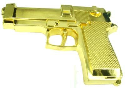 gun cutout gold belt buckle