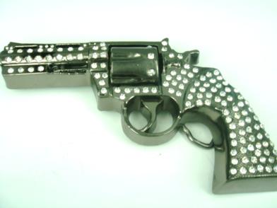 revolver with stones cutout gray belt buckle