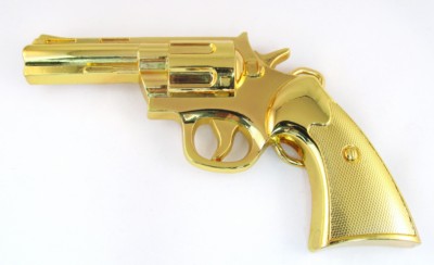 revolver cut out gold color belt buckle