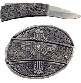 Antique Style Cross with Knife Belt Buckle