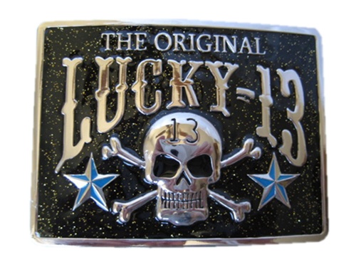 Lucky 13 with Skull Belt Buckle