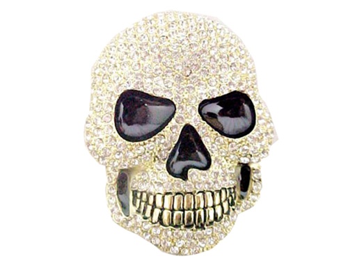 Gold with Rhinestones Skull Belt Buckle Jim Jones Style