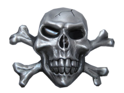 Pewter Skull and Bones Belt Buckle