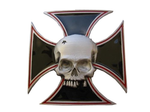 Black Iron Cross with Skull Belt Buckle