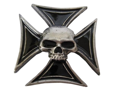 Black Iron Cross with Skull Belt Buckle