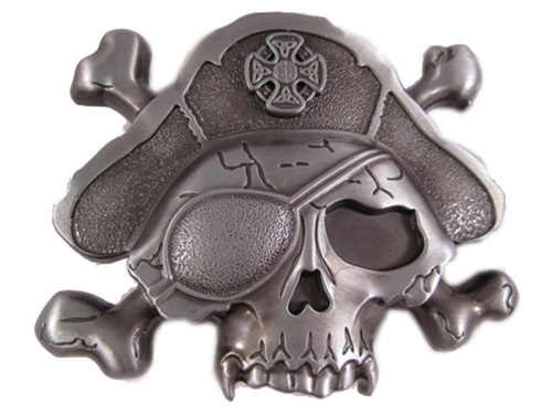 Pirate Skull and Crossbones Belt Buckle with Lighter