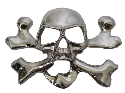 Chrome Skull and Crossbones Belt Buckle