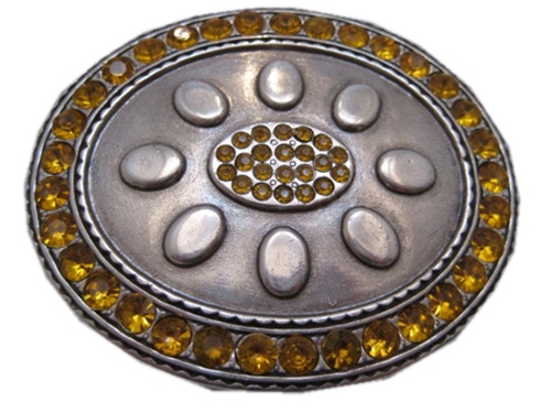 Oval with Yellow Stones Belt Buckle